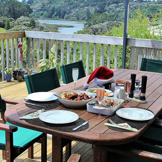 Placemats for Dining Table Set of 6 Non-Slip, Heat Resistant Oval Leather Placemat Double Layer, Waterproof Table Mats Easy to Clean for Kitchen Dining Room Coffee Office Table, Charcoal