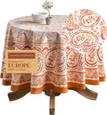 Maison d' Hermine Table Cloth Round Table 100% Cotton 69 Inches Fall Tablecloth Reusable Everyday Use for Thanksgiving Christmas Decorations Dining Farmhouse Party (Palatial Paisley)