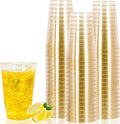 I00000 50 Pack 14 oz Gold Plastic Cups, Disposable Tumblers Gold Glitter Plastic Cups, Disposable Wine Glasses Cocktail Glasses Perfect for Wedding & Party