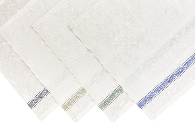 Premium Cloth Striped Placemats Set of 4 – 100% Soft Durable Jacquard Woven Cotton Table Placemats with Stain-Release Fabric – Machine Washable for Dining Table – Grey, 20"x14"