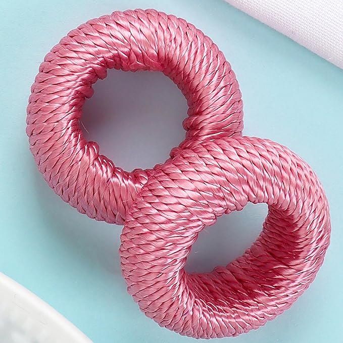 ALPHA Living HOME Napkin Rings for Dinner Table Set of 12 - Handmade Rayon Farmhouse Table Decor, Boho Chic Wedding Accessories, Holiday Party Decor, Dining Table Setting (Pink)