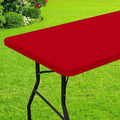 Smiry Rectangle Picnic Table Cloth, Waterproof Elastic Fitted Tablecloths for 4 Foot Tables, Washable Polyester Table Cover for Camping, Indoor and Outdoor (Red, 30"x48")