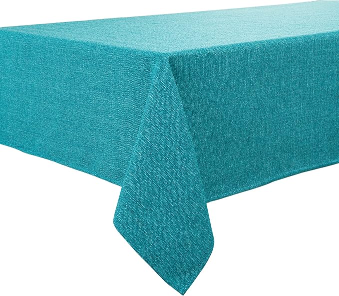 BALCONY & FALCON Square Tablecloth Washable Wrinkle Resistant and Water Proof Table Cloth Decorative Linen Fabric Tablecloths for Dining Party Kitchen Wedding Outdoor Use (Lake Blue, 55x55)