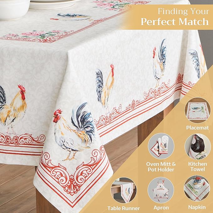 Maison d' Hermine Table Cloth Rectangle Table 100% Cotton 60 x 120 Inches Tablecloth Reusable Decorative for Dining Room Farmhouse Home Valentines Day Decorations Spring Summer - Campagne