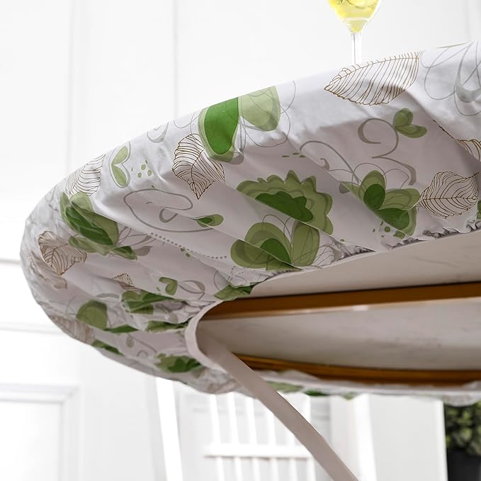 Walrus Round Vinyl Fitted Tablecloth with Flannel Backing Elastic Edge Design Table Cover Waterproof Oil-Proof PVC Table Cloth Stain-Resistant Best for 37"-44" Round