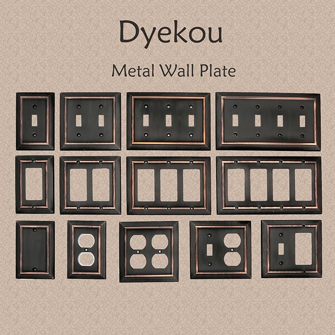 Metal Wall Plate for Electrical Outlets, Decorative Aged Bronze Switch Plates Outlet Cover, Light Switch Cover Plate, 1-Gang Wall Plates (Single blank, 4 Pack)