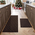 hicorfe Kitchen Rugs and Mats Sets,2 Pieces Super Absorbent Polypropylene Non-Slip Rug,Soft Comfort Floor Mat,Washable for Kitchen,Hallway,Office,Sink,Laundry(20" x 32" + 20" x 59",Coffee