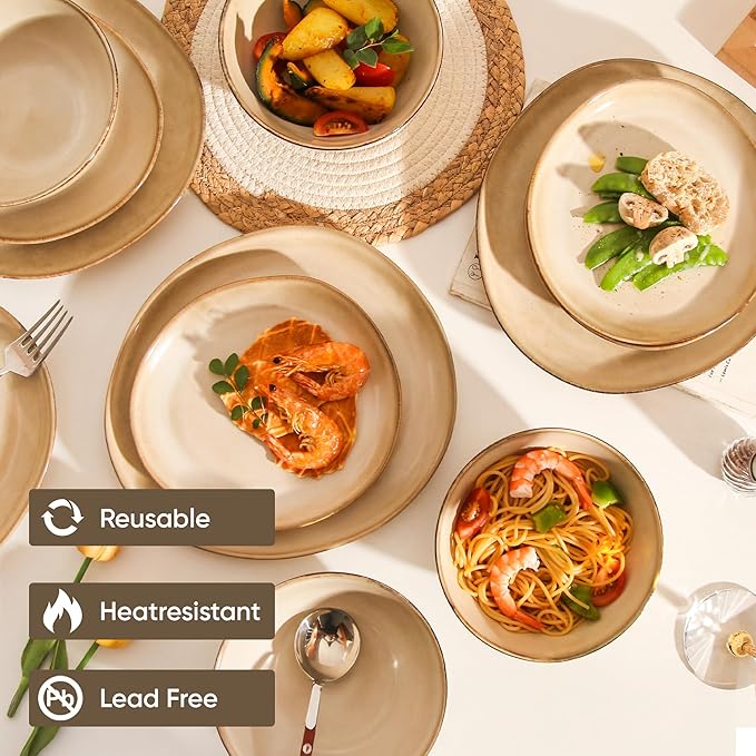 12-Piece Stoneware Dinnerware Set for 4 (Cream)
