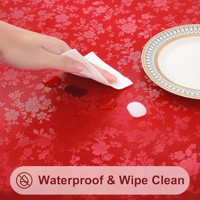Smiry Rectangle Table Cloth, Waterproof Heavy Duty Vinyl Tablecloths, Wipeable Washable Table Cover for Kitchen and Dining Room (Red, 54" X 78")