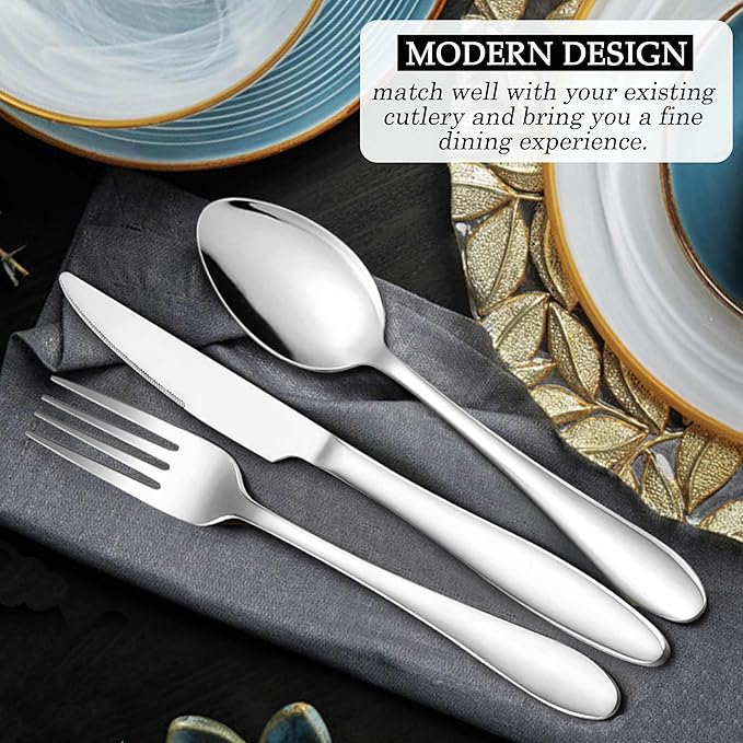LIANYU 60 Piece Silverware Flatware Set for 12, Stainless Steel Home Kitchen Hotel Restaurant Cutlery Set, Eating Utensils, Mirror Finished, Dishwasher Safe