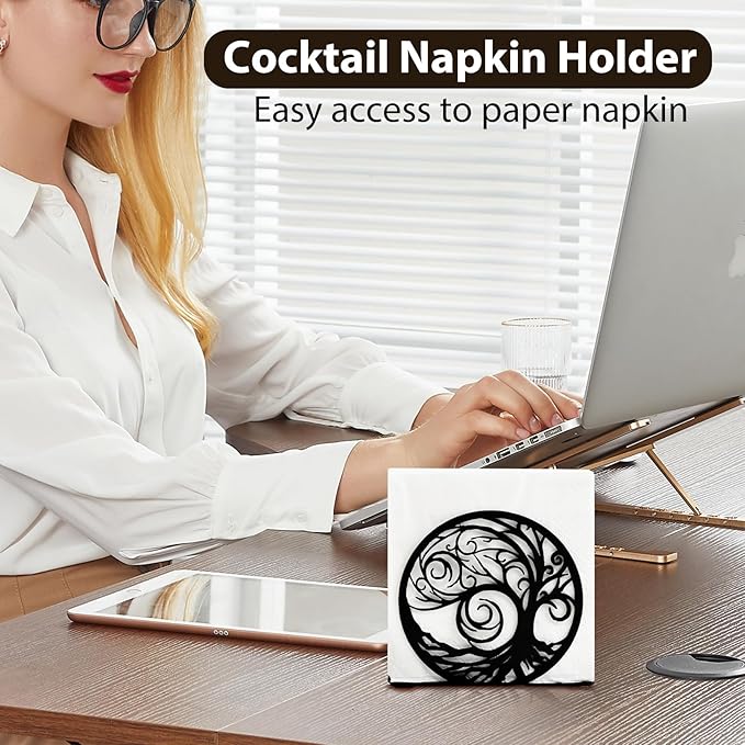 Napkin Holder for Table Metal Standing Napkin Holders for 5-inch Paper Napkins, Mail Bills Elegant Napkin Dispenser for Dining Room, Kitchen