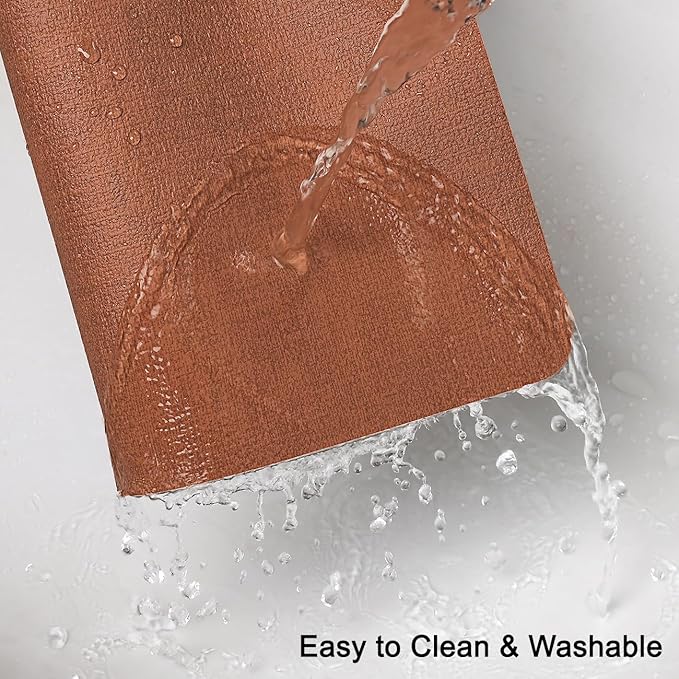 Myir JUN Reversible Vinyl Placemats Set of 6, Faux Leather Place Mats Dual Sided Waterproof Wipeable, Heat-Resistant Table Mats for Kitchen Dining Indoor Outdoor (12" x 17", Light Gray Reddish Brown)