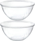 PLASTICPRO Disposable Round Crystal Clear Serving Bowls, Party Snack or Salad Bowl, Plastic Chip Dish, Candy Dish (4, 48 OUNCE)