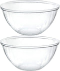 PLASTICPRO Disposable Round Crystal Clear Serving Bowls For Party Snack or Salad, Plastic Clear Chip Bowls, Candy Dish (2, 48 OUNCE)