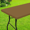 Smiry Rectangle Picnic Table Cloth, Waterproof Elastic Fitted Tablecloths for 6 Foot Tables, Washable Polyester Table Cover for Camping, Indoor and Outdoor (Brown, 30"x72")