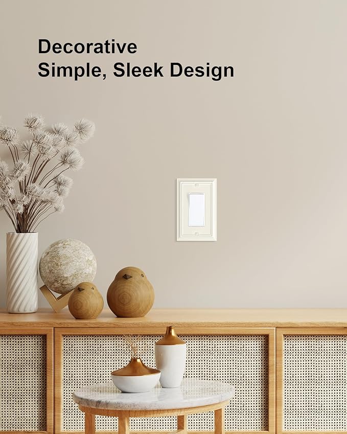 2-Pack Decorator Wall Plate Cover, Light Almond Decorative Switch Plates and Outlet Covers, Durable Natural Bamboo Fiber Wall Plates for Electrical Outlets, Receptacle, GFCI Outlet, Dimmer Switch