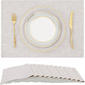 homing Cotton Linen Placemats Set of 12, Cloth Washable Farmhouse Dining Table Mats for Indoors & Outdoors, Easy to Clean, Neutral Beige, 13 x 19 Inch