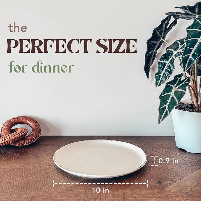 MORA Ceramic Helix Swirl Dinner Plates Set of 6, 10in Modern Spiral Porcelain Dish Dinnerware for Kitchen, Serving & Restaurants - Dishwasher, Microwave, Freezer, Oven Safe Dishware - Snowy White