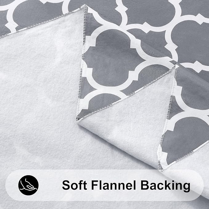 Smiry Rectangle Table Cloth, Waterproof Vinyl Tablecloths with Flannel Backing for Rectangle Tables, Wipeable Spillproof Plastic Tablecloth for Dining, Camping, Indoor and Outdoor (60"x144", Grey)