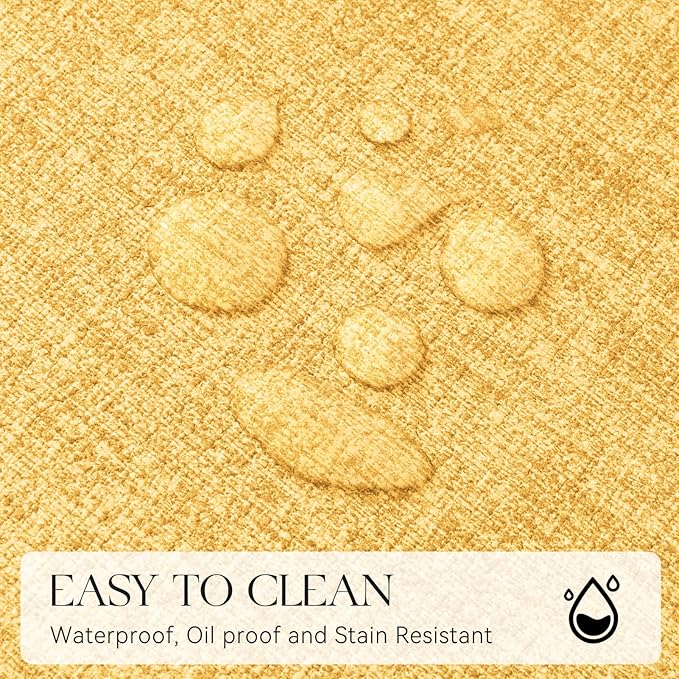 MOSAYT Placemats Set of 8, Heat Resistant Vinyl Place Mats with Coasters, Wipeable Washable 100% Waterproof Oil Proof Faux Leather Table Mats for Kitchen Dining Party Outdoor, 12" x 17", Yellow