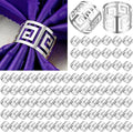 Hotop 96 Pcs Silver Napkin Rings Set Hollow Out Metal Napkin Holder Exquisite Serviette Buckle Bulk for Wedding Party Gathering Dinner Table Decoration