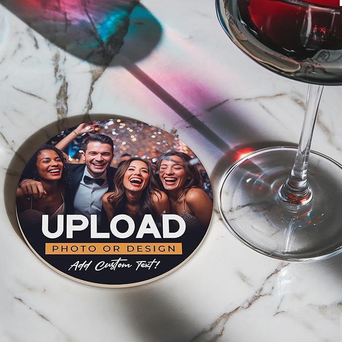 40 Pack, Personalized Drink Coasters, Custom Cardboard Coasters with Photo and Text, Design Your Own Coaster for Events, Parties, Bars, and Unique Gifts, 3.95" Round