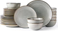 GBHOME Ceramic Dinnerware Sets for 8, 24 Pieces Stoneware Plates and Bowls Sets, Reactive Glaze Dishes -Scratch Resistant, Dishwasher&Microwave Safe