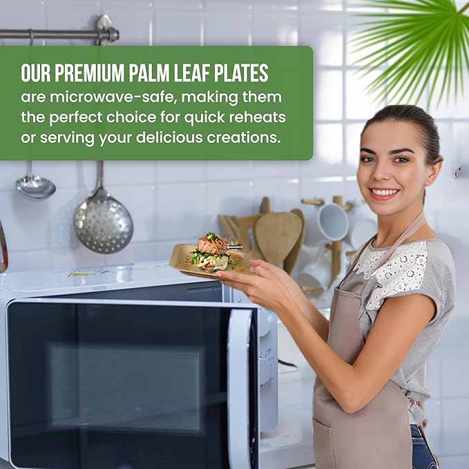 Palm Leaf Plates 6 Inch (100 Pack), Square Bamboo Plates Disposable, Eco-Friendly, Biodegradable & Compostable Bamboo Appetizer Plates, Perfect Dinnerware for Desserts, Snacks, Parties & Events