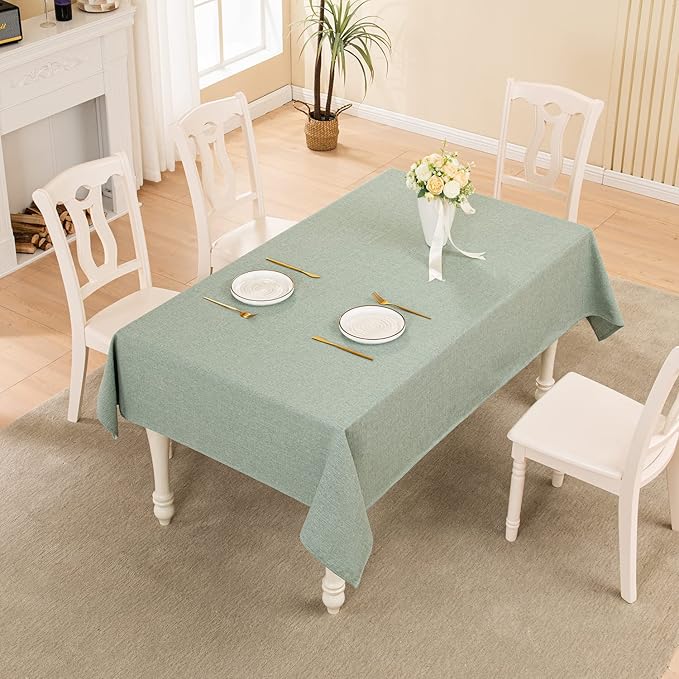 BALCONY & FALCON Rectangle Tablecloth Washable Wrinkle Resistant and Water Proof Table Cloth Decorative Linen Fabric Tablecloths for Dining Parties Kitchen Wedding Outdoor Use (Celadon Green, 55x70)