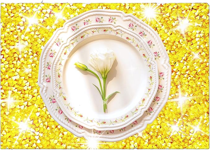 Gold Placemats Gold Heat Resistant Mat Square Placemats Trivets Rhinestone Decor Place Mat Crushed Diamond Decor Bling Sparkly Mat Set of 1