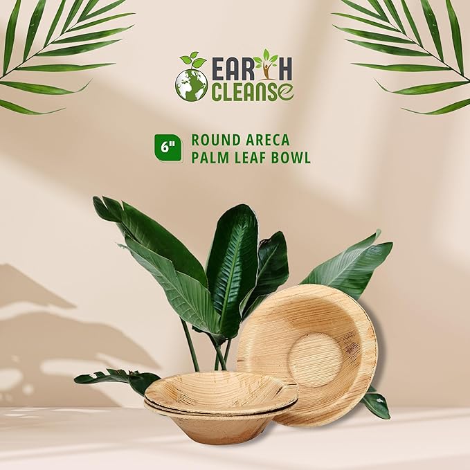 Areca Palm Leaf Bowls 6-Inch, Pack of 25