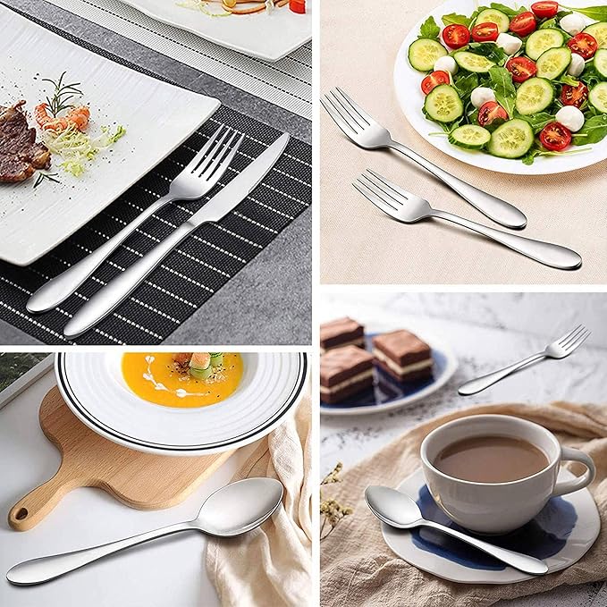 LIANYU 60 Piece Silverware Flatware Set for 12, Stainless Steel Home Kitchen Hotel Restaurant Cutlery Set, Eating Utensils, Mirror Finished, Dishwasher Safe