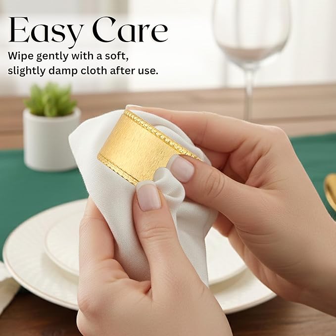 Napkin Holders for Cloth Napkins Round Serviette Rings Napkin Ring Gold Napkin Rings Set of 12 Metal Napkin Rings Dinner Thanksgiving Wedding Christmas Party Kitchen Table Decoration - CLEENTABLE