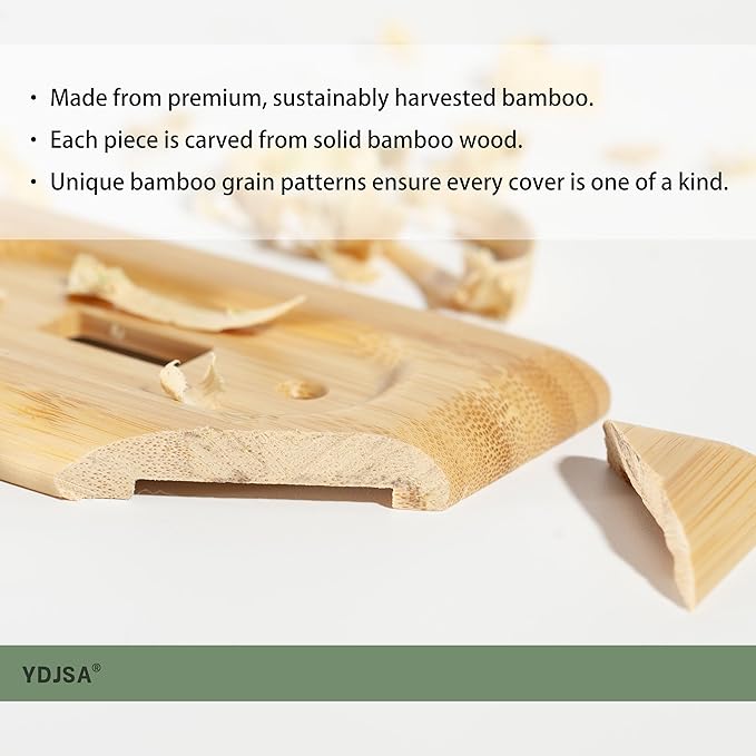 Bamboo Wood Cover Plate for 4 Toggle Switches Quad Size