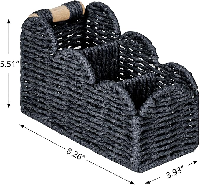 CubesLand Bedside Table Desk Organizer Caddy, Remote Pen&Pencil Holder Cup, Makeup Brush Holder w/Scalloped Perfect for Home, Office Desk, Living Room Table Decor, 3 Slots Black