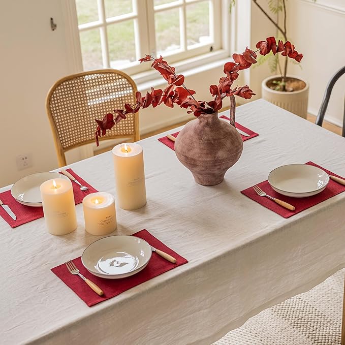 Home Brilliant Placemats Set of 6 Red Place Mats Decoration Heat Resistant Dining Table Place Mats Machine Washable Valentine's Day Kitchen Table Mats, 13x19 inch, Burgundy