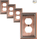 4-Pack Duplex Outlet Cover Plate, Antique Copper Metal Wall Plates for Electrical Outlets, 1 Gang Receptacle Cover, Pearls Decorative Switch Plates and Outlet Covers