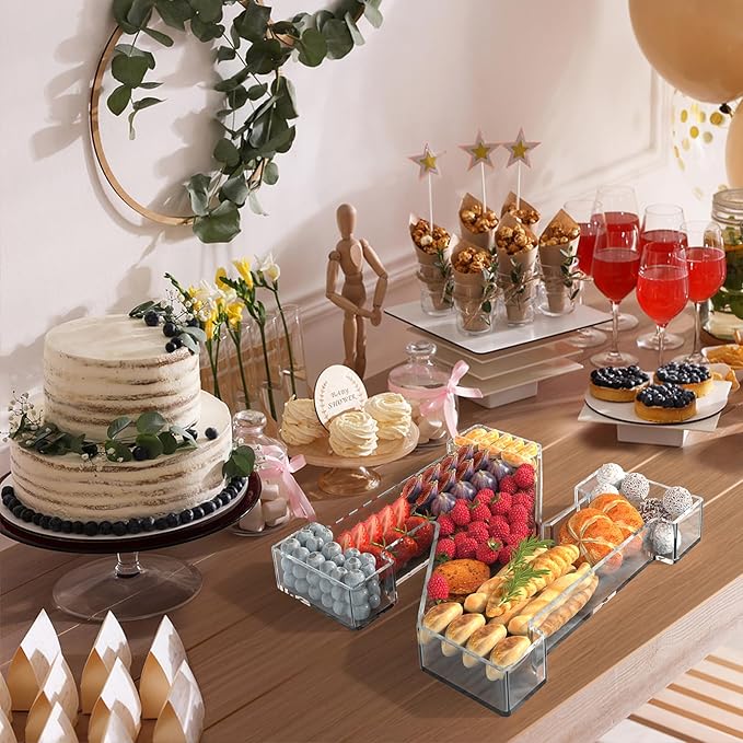 11" Acrylic Letter Charcuterie Tray, Charcuterie Letters Fillable Box for Food, Reusable Serving Cake Candy Dish Display Tray for Birthday Anniversary Party Decoration (Letter N)