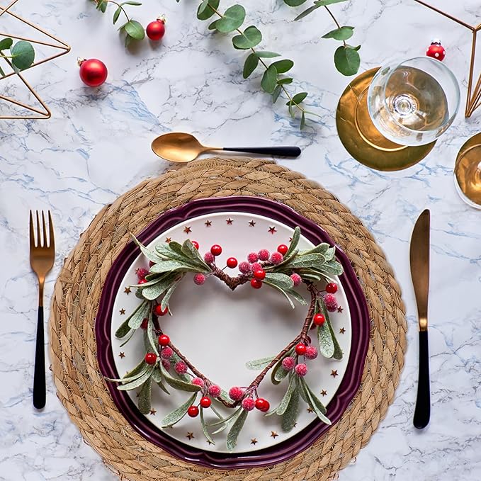 13.5'' Round Woven Placemats Set of 10, Boho Rattan Chargers for Dinner Plates, Round Rattan Placemats,for Dining Table,Wedding, Farmhouse,Outdoor and Christmas