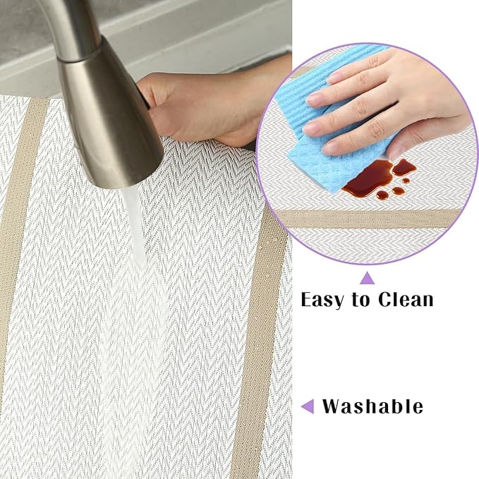 FAVE Placemats Set of 4 White Placemats Woven with Golden Thread Durable Vinyl Placemats Table Mats Set of 4 for Wedding, Banquet, Birthday, Party, Restaurant Decorations(White, 12"x18"-4PCS)