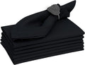 Ruvanti Premium Linen Napkins Set of 4-20x20 Inch, Classic Hemstitch, Mitered Corner Cloth Napkins‎‎ - Soft, Elegant Dinner Napkins Cloth Washable for Weddings, Parties, Everyday Use - Black