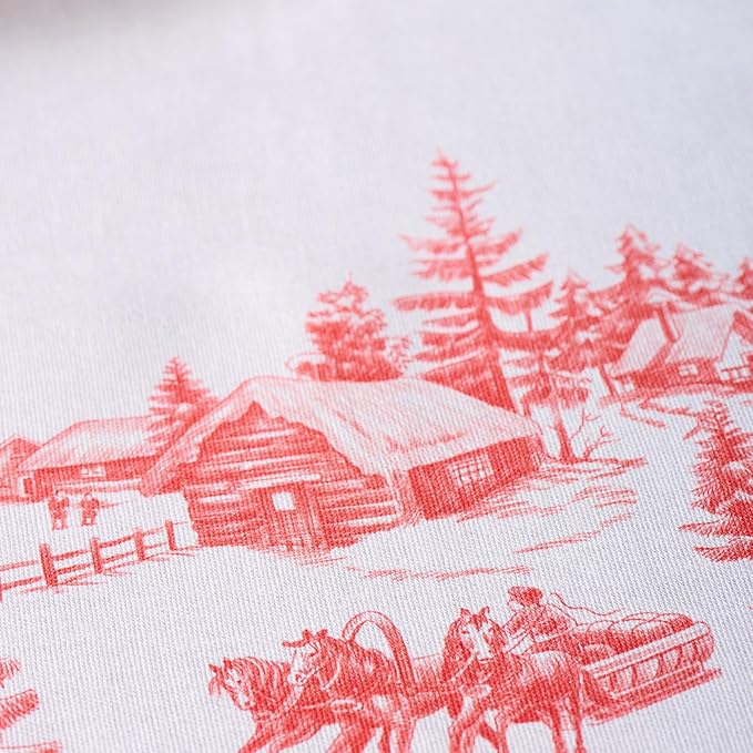 Maison d' Hermine Table Cloth Rectangle Table 100% Cotton 70 x 120 Inches Fall Tablecloth Reusable Everyday Use for Thanksgiving Christmas Decorations Dining Farmhouse Party (Winter Jouy)