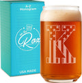 Monogram Beer Glasses for Men (A-Z) 16 oz - Beer Gifts for Men Brother Son Dad Neighbor - Unique Gifts for Him - Personalized Drinking Gift Beer Glass Mugs - Engraved Beer Can Glass (K)