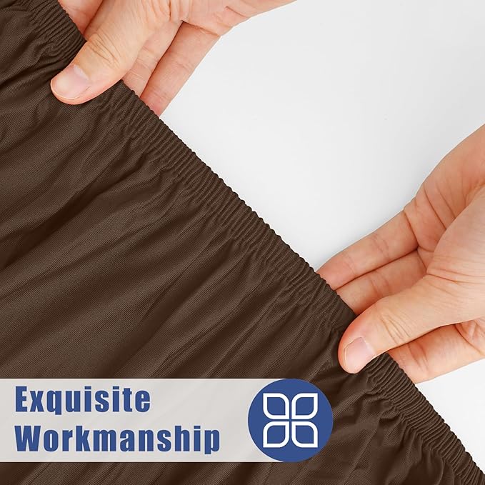 Spandex 8 Foot Rectangle Table Cloth 2 Pack, Elastic Fitted Tablecloths for Picnic, Stretch Washable Patio Table Cover for Outdoor, Camping, Banquet and Parties (Coffee, 30"x96")
