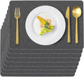 Vinyl Placemats Set of 8 Faux Leather 100% Waterproof Wipeable Washable Place Mats Heat Resistant Easy Clean Non-Slip Table Mats for Indoor Outdoor. (8,Gray)