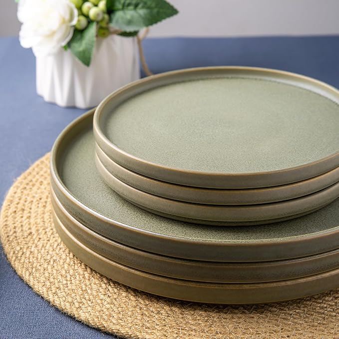 AmorArc Stoneware Dinnerware Sets for 6,Reactive Ceramic Plates and Bowls Set,Highly Chip and Crack Resistant | Dishwasher & Microwave Safe | Round Dishes Set Service for 6 (18pc)