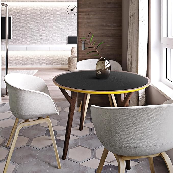 CENNBIE 30/24/20/18 Inches Round Table Mat - Cork Leather Placemats - Suitable as Side Dining Coffee Table Cover (Black)