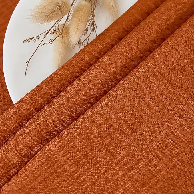 maxmill Weaved Texture Rectangular Tablecloth Water Resistance Antiwrinkle Spillproof Soft Fall Table Cloth for Dining Room, Thanksgiving Parties and Halloween Holiday Dinners, 70 x 108 Inch, Rust