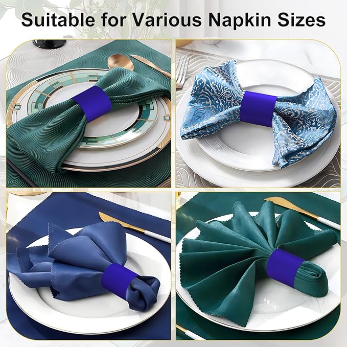 Christmas Napkin Rings Set of 200, 2 Colors in 1, Reusable Adjustable Napkin Bands for Holiday Parties, Wedding, Thanksgiving Table Decor, Waterproof Tear-Proof (Blue) Great Gift Idea