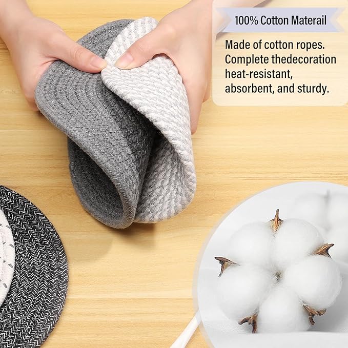 8" Trivets Set for Hot Dishes, 4 Heat Resistant Pot Holders Kitchen Counter, Table, Home Essentials, Anti Stain Hot Pads Plate Mats for Hot pots and Pans
